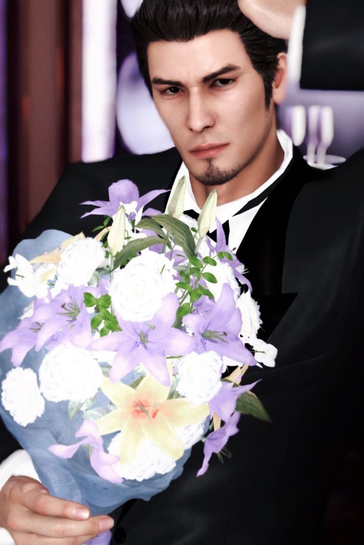 DRAGONOFDOJIMAS's tweet photo. "These Flowers Are For You."

Kiryu hands the Reader the flowers while looking at them. https://t.co/jptppIVc2O