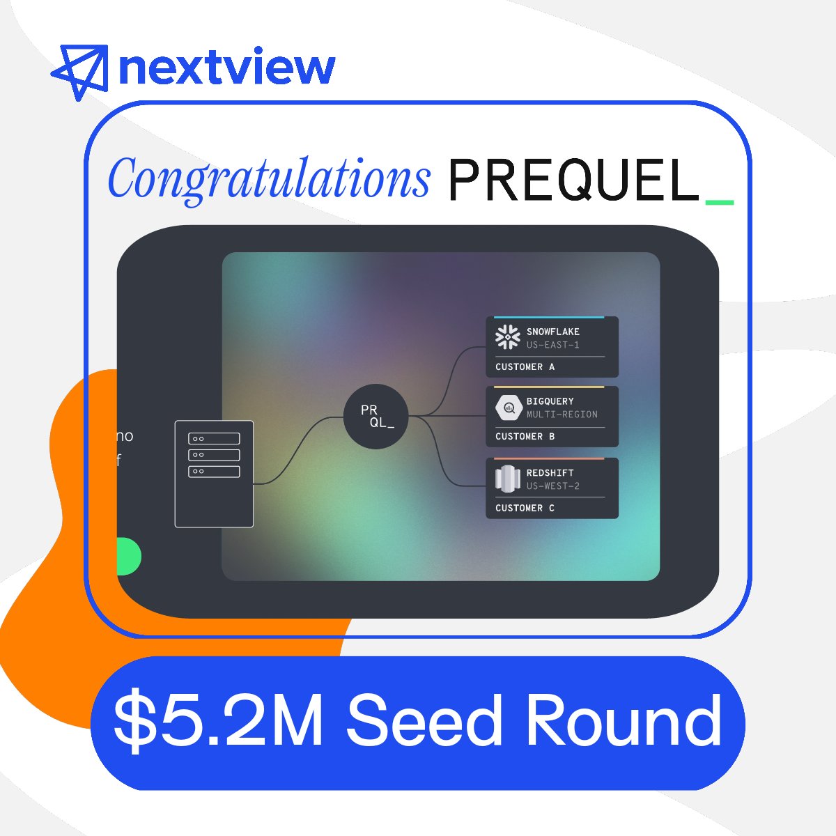 Congrats to @prequel_co on the $5.2M seed round, which we were honored to lead w/ our friends @Stage2Capital 🚀 Prequel is building a data sharing platform for enterprise software, providing the infrastructure required by SaaS companies to easily export data to any destination📍