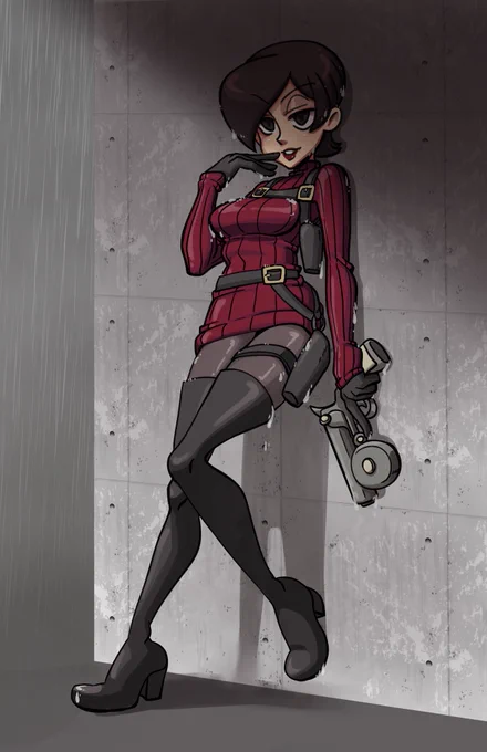 Ada Wong in the Skullgirls art styleCommission for  #ResidentEvil4Remake #Skullgirls 