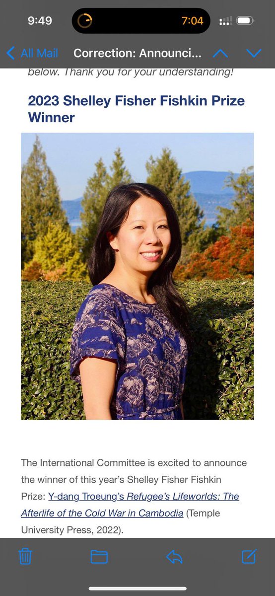 KawikaGuillermo's tweet image. My late wife Y-Dang Troeung and her book REFUGEE LIFEWORLDS wins the Shelley Fisher Fishkin prize from @AmerStudiesAssn for work in Transnational American Studies!! We will be in Montreal to accept the award and launch her two recent books. Thank you to the jury 😊