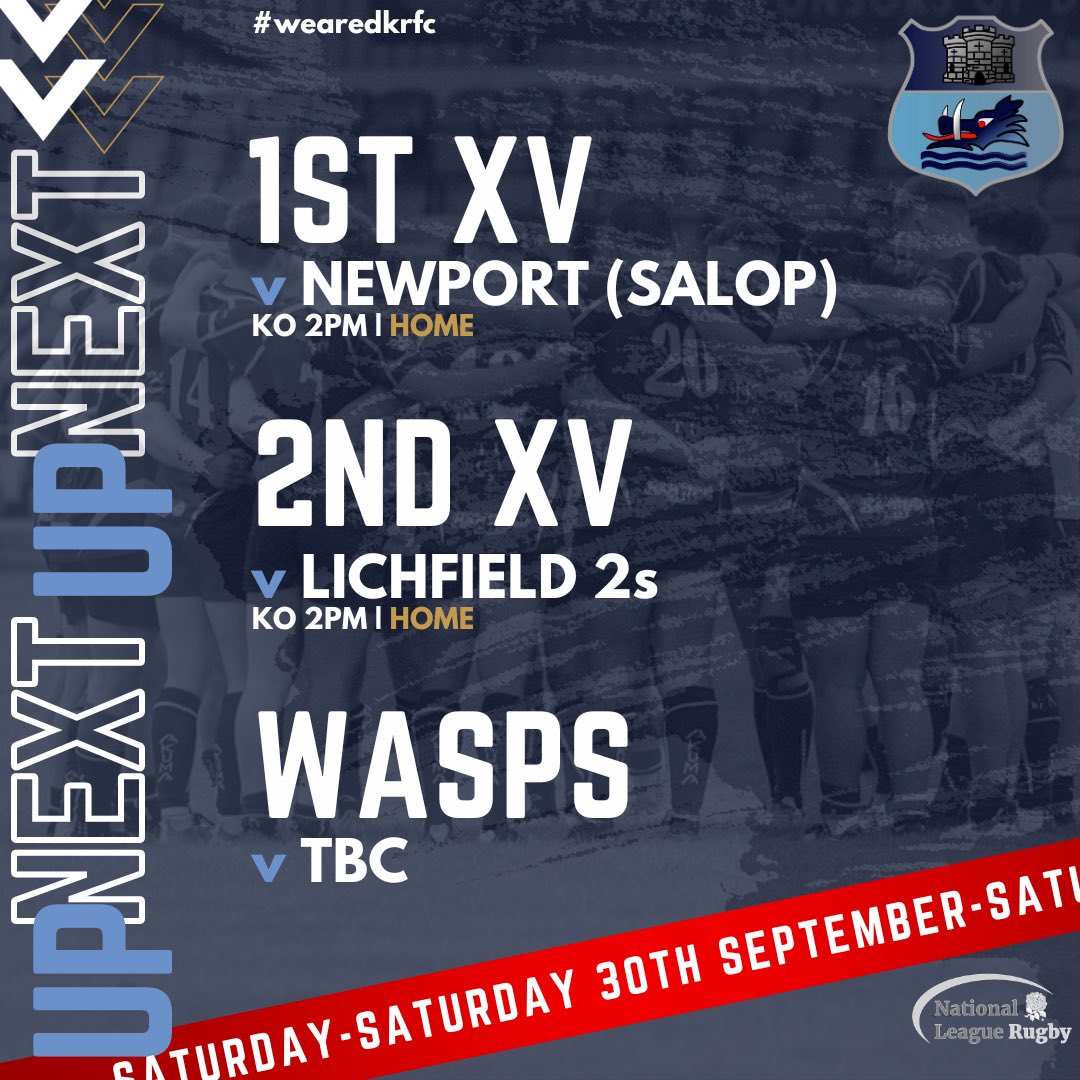 DKRugbyClub's tweet image. 🚨 COMING UP...

🚀 Welcome to another busy weekend of rugby, from the 1st XV to our Youth Section on Sunday…and not forgetting the RWC!

🫶 Have a good week all! 

#WeAreDKRFC #BusyWeekend #BackAtIt #joinus #WelcomeBackVixens #WeAreForgedInTheBlackCountry @Natleague_rugby