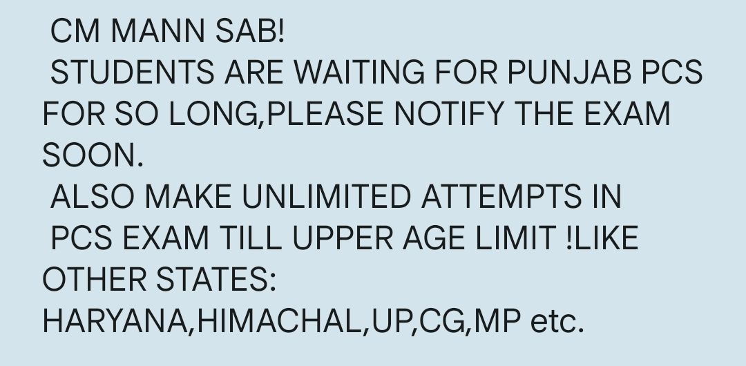 KaurSeher's tweet photo. Respected 
@CMOPb 
@BhagwantMann 
@AAPPunjab 
@raghav_chadha 

 Please understand plight the #YOUTH  of #Punjab ,notify PCS exam and other govt jobs as soon as possible,like other states conduct regularly,we trusted #AAP ki sarkar and hope our @PunjabGovtIndia will do needful. https://t.co/YlIDQlk9La