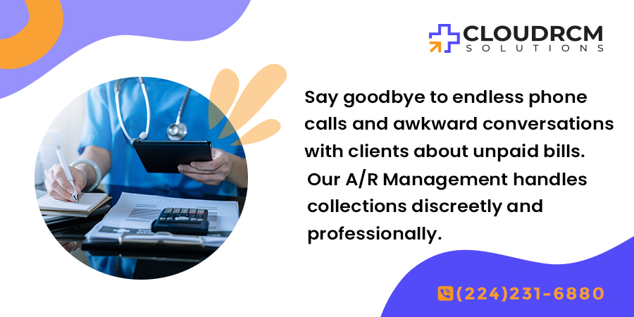 CloudRCM's tweet image. No more awkward chats about unpaid bills with clients. Let our A/R Management handle it and focus on growing your business! 🚀
#ARManagement #CloudRCMSolutions