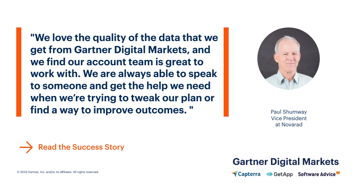 Discover how Gartner Digital Markets' intent data helped Novarad book 2x more high-quality demos: gtnr.it/3Zl5bh7

#B2B #SoftwareMarketing #IntentData