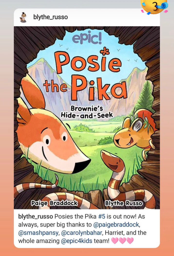 PaigeBraddock's tweet photo. Exciting day! 🎉

Book 5 of the #POSIEThePIKA #graphicnovel series I authored with the @epic4kids team is out now 🥳

📚 https://t.co/ocsznFEQxL

#kidsbook #BookBirthday #Epic4Kids #kidlit https://t.co/gw2zY0dpt2