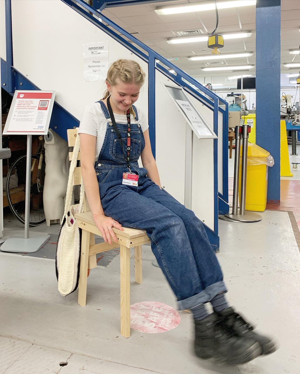 ixzy28's tweet photo. Second day back as a final year student! Today was “make a chair in a day”- scrap wood ONLY, hand tools ONLY and screws ONLY. Fair to say my hands hurt and nose is full of dust. Just goes to show how quick you can make a design come to life. 🪑@NTUadbe @NTUArtandDesign @TrentUni https://t.co/5MWtrMemuF