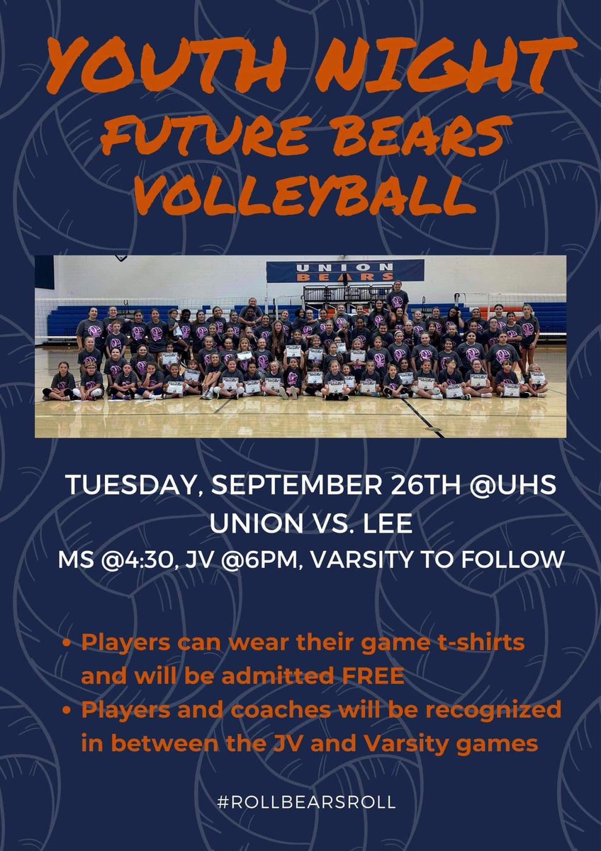 UnionBearsVBall's tweet photo. Future Bears Night!💙🏐🧡🐻 https://t.co/6Eu2r0DTdU