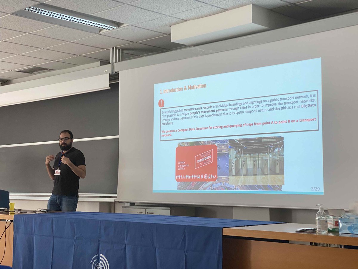 Pablo Gutiérrez-Asorey is now on stage presenting "Compacting Massive Public Transport Data." #SPIRE2023