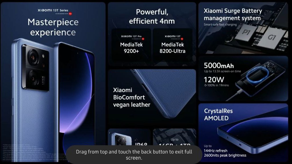 moneyacademyKE's tweet photo. Xiaomi has launched its 13T model today.

Its features include 120W charging allowing the phone to charge from 0-100% in 20 minutes.

A huge 5000mh battery, a great screen and a 4nm processor, 16 GB RAM, and 1 TB space plus a leather back. https://t.co/f3EAexuOnD