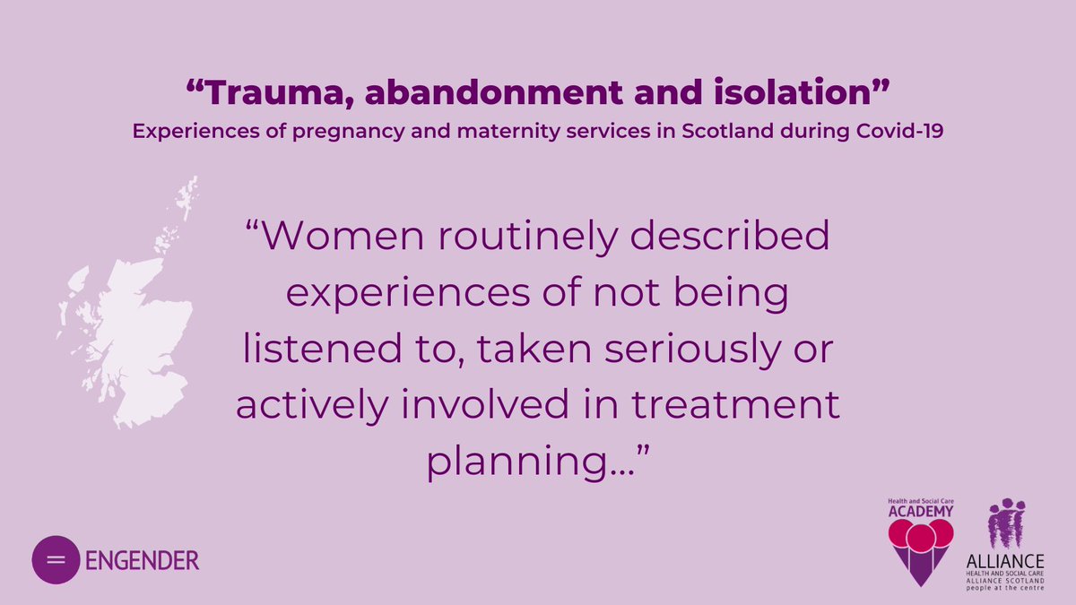 ALLIANCEScot's tweet photo. New report launched today with @EngenderScot!

This report captures deeply personal accounts that underscore a shared collective journey among those accessing pregnancy and maternity services during the Covid-19 pandemic.

Read the full report here:
https://t.co/Wol2JErsm5 https://t.co/ZAuh4waNtg