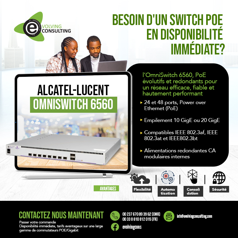 EvolvingCons's tweet image. Découvrez dès maintenant nos switchs Alcatel-Lucent et équipez votre entreprise des meilleures solutions pour un réseau performant 🚀💻📶
Contactez-nous pour en savoir plus !
📞 00237 670 89 39 62
📧 info@evolvingconsulting.com
#RéseauOptimisé
#SolutionPro
#EvolvingConsulting