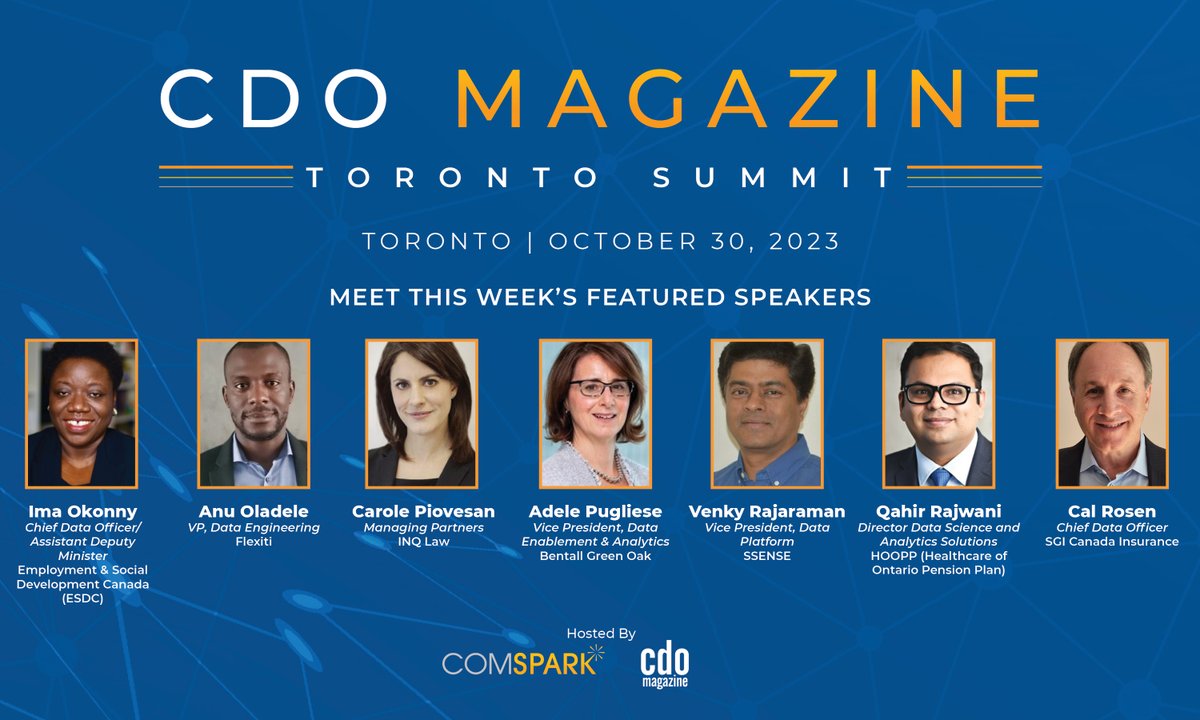 Meet a few of our leading industry experts who are among the 50+ speakers at the #CDOMagazineTorontoSummit hosted by CDO Magazine. Get ready for an inspiring day of insights, networking, and knowledge-sharing!

🔗 Claim your COMPLIMENTARY registration: hubs.ly/Q023kHR90