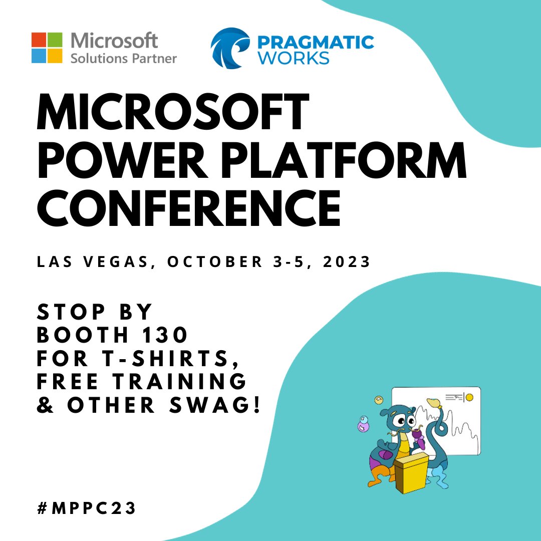 Excited to be a part of the 2023 Microsoft Power Platform conference! Join us at booth 130 at the MGM Grand, October 3-5. Don't miss out on our awesome Learn With The Nerds T-shirts and exclusive swag! See you there! 🚀 #MPPC23 #PragmaticWorks #MicrosoftPartner