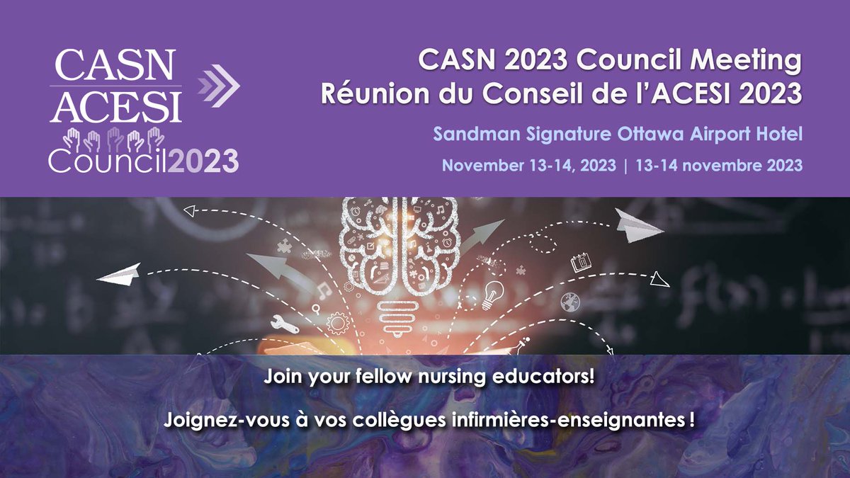 CASN/ACESI (@casn43) on Twitter photo Join your #nursing educator colleagues across the country at CASN's Council Meeting! Register bit.ly/3qrs0TB| Joignez-vous à vos collègues infirmières-enseignantes de partout au pays à la réunion du Conseil de l’ACESI ! S’inscrire bit.ly/3OUhbCR #CASNCouncil2023 Join your #nursing educator colleagues across the country at CASN's Council Meeting! Register bit.ly/3qrs0TB| Joignez-vous à vos collègues infirmières-enseignantes de partout au pays à la réunion du Conseil de l’ACESI ! S’inscrire bit.ly/3OUhbCR #CASNCouncil2023