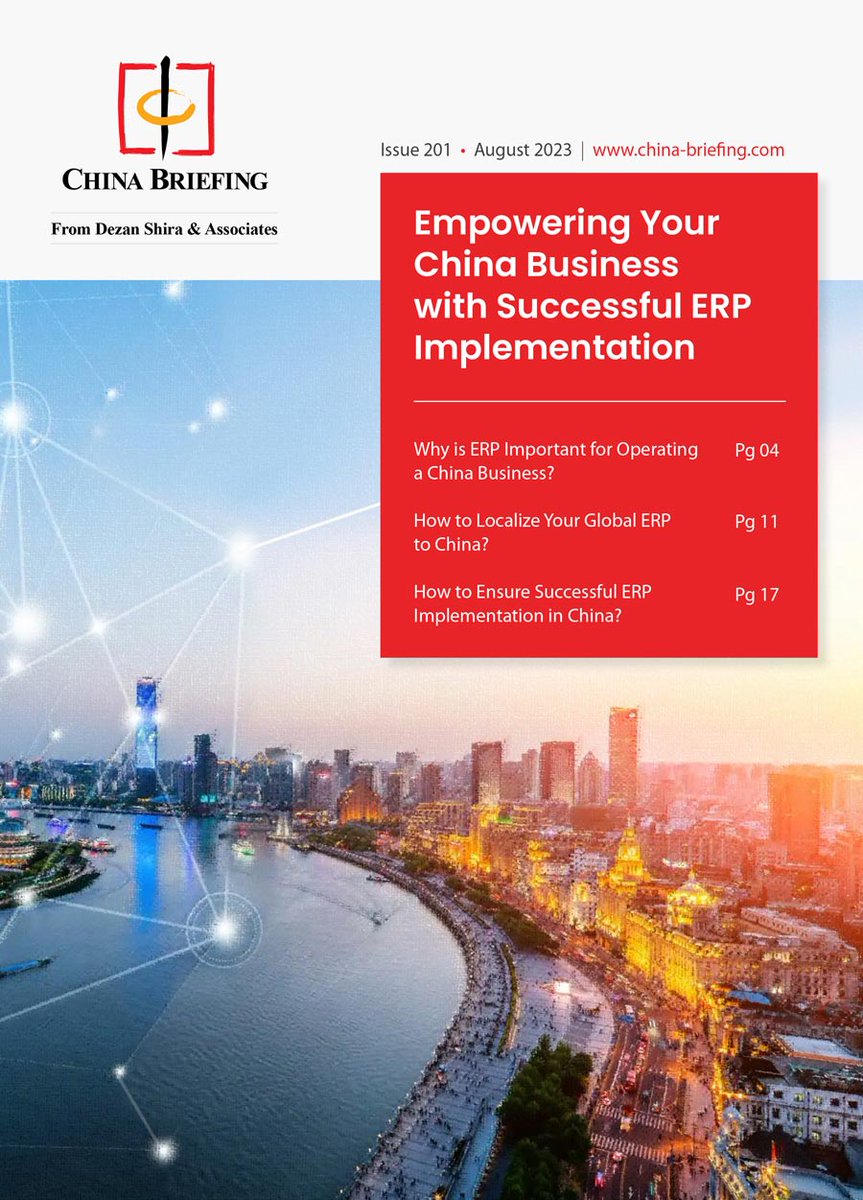 ChinaBriefing's tweet image. In this special issue of China Briefing Magazine, we examine how businesses can successfully select, configure, and implement #ERPsystems for their #China operations.

Download here 👉ow.ly/YXct50PP9AT