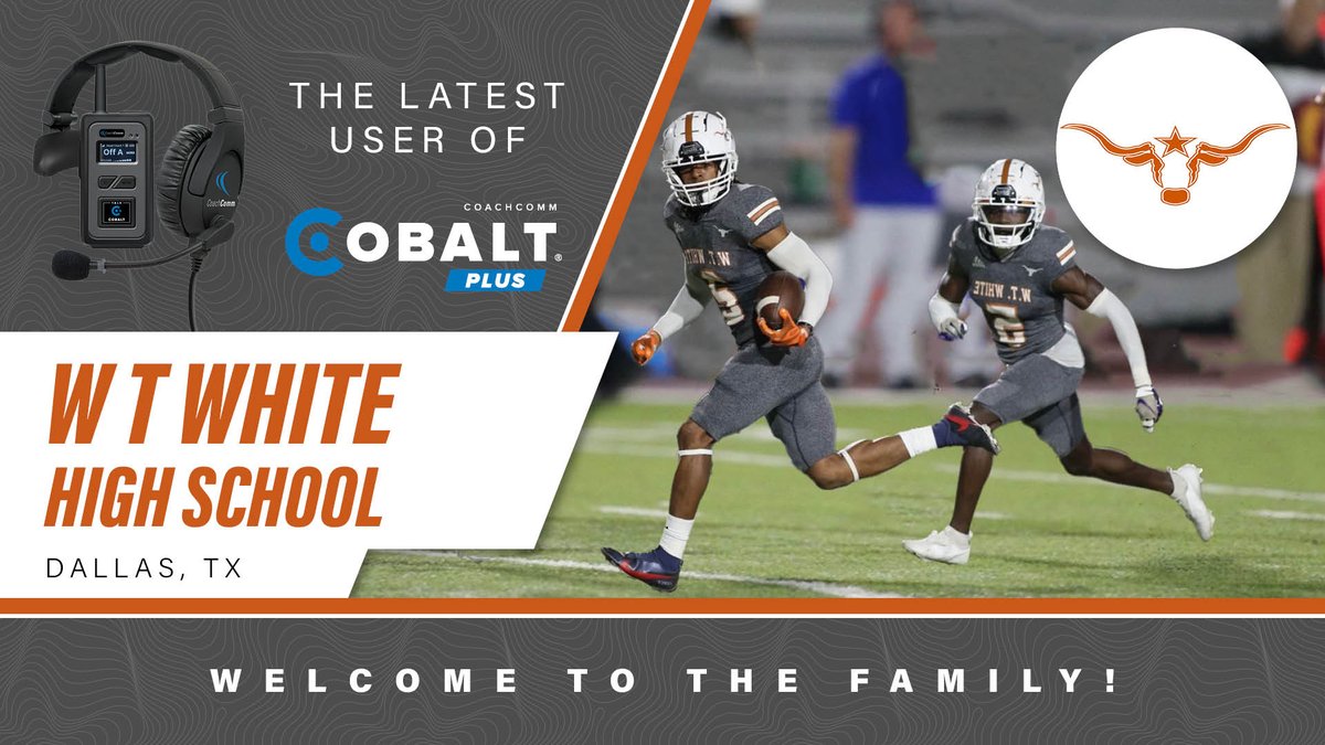 CoachComm's tweet photo. Shout out to @WTWRecruiting for joining our Cobalt PLUS family! Thank you for letting us be a part of your team! #GoLonghorns #CommunicationWithoutCompromise #SmartBoom @THSCAcoaches @CoachCommSouth https://t.co/I4A2XyDV4X