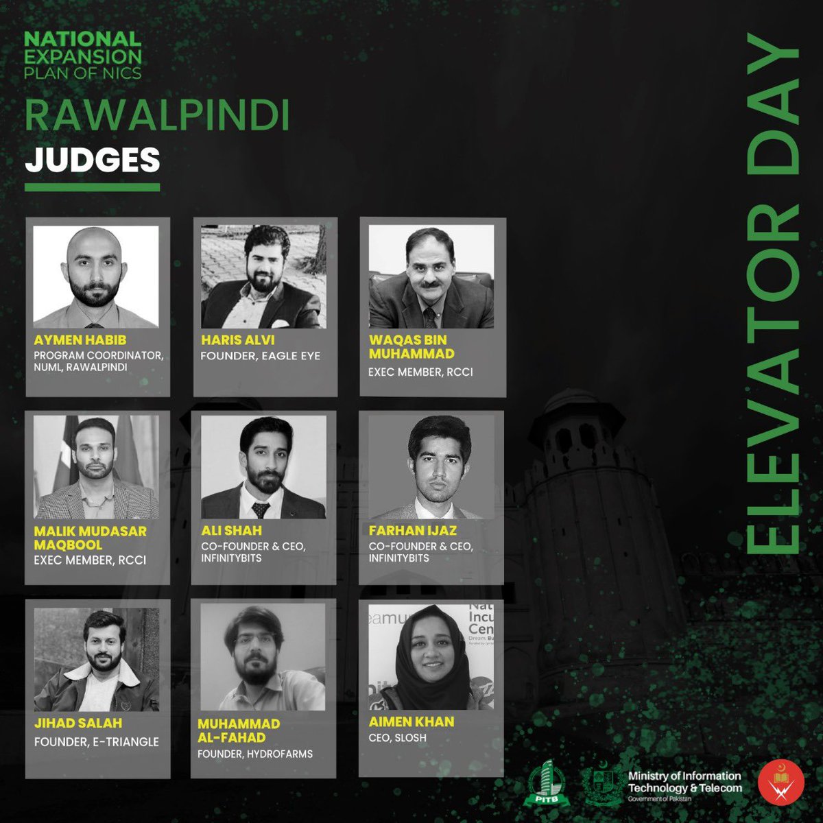 #RAWALPINDI LINEUP OF JUDGES for the Elevator Pitches taking place at the Military College of Signals Rawalpindi tomorrow 💡