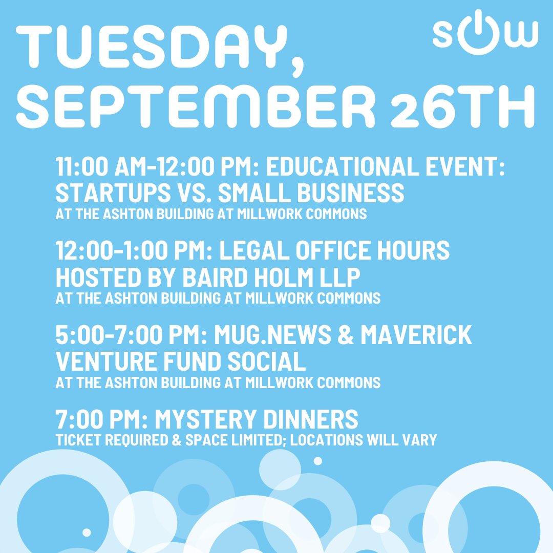 startupOMAweek's tweet photo. Check out our lineup of events for day 2️⃣ of Startup Omaha Week. We hope you'll join us for an event that suits your entrepreneurial journey or aspirations. 

Pre-register to save your spot today at https://t.co/qTOCa6iWsh. 

#startupomahaweek #entrepreneurship #startups #omaha https://t.co/ArE1JZLQIl