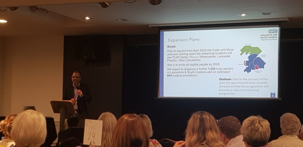 #Targetedlunghealthcheck #TLHC update at <a href="/LSCICB/">Lancashire and South Cumbria ICB</a> cancer conference. Mr Purohit discussing surgical procedures/options available for earlier diagnosis of #lungcancer and the LSCCA plans to expand the screening programme <a href="/NHSEngland/">NHS England</a>