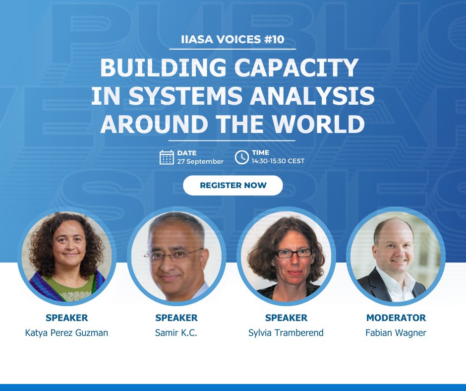 IIASAVienna's tweet photo. ๐ Happening tomorrow! ๐ Join us live for #IIASAVoices #10: Building capacity in #SystemsAnalysis around the world. Tune in and be part of the conversation! #IIASANetwork
Join us ๐ https://t.co/olDVsEX9sM https://t.co/AfOtCkIoxp