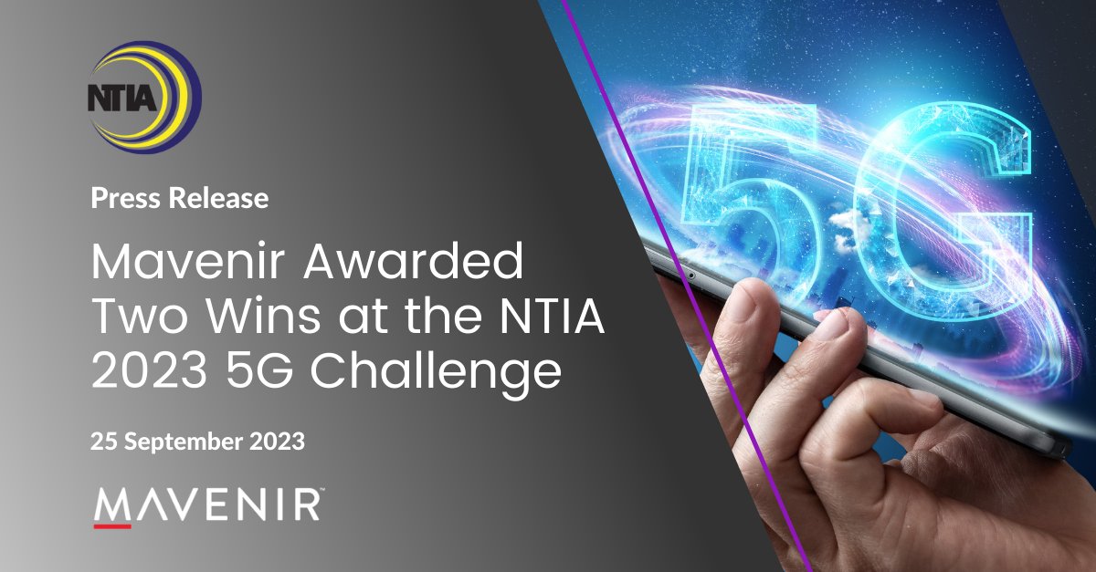 Mavenir's tweet photo. Mavenir wins two prizes at the 2023 5G Challenge; a competition organized by the National Telecommunications and Information Administration (NTIA), in collaboration with the US Department of Defense (DoD). https://t.co/Ce1rTZLiKJ
#5GChallenge #5g @NTIAgov @DeptofDefense https://t.co/d9zoSx0ceE