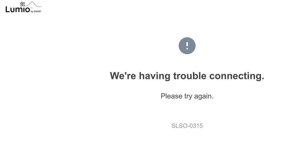 Malchow1stgrade's tweet photo. @LumioSocial Lots of issues here today with this code popping up when. trying to access Lumio. Any advice or info on when things may be up and running?? https://t.co/a3Yy7DhIVS