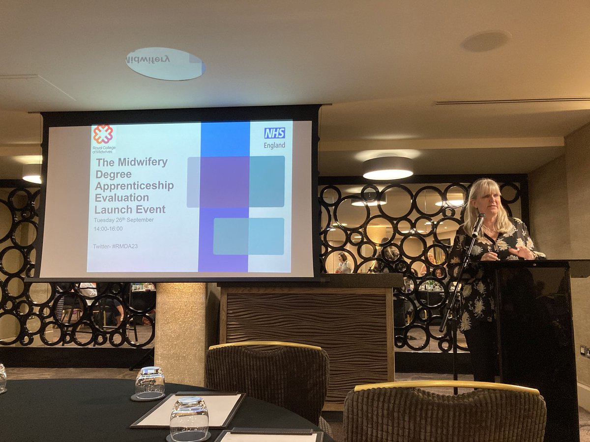Excited to be launching the evaluation of degree apprenticeships in midwifery with <a href="/NHSEngland/">NHS England</a>. @BirteLam opening proceedings #RMDA23