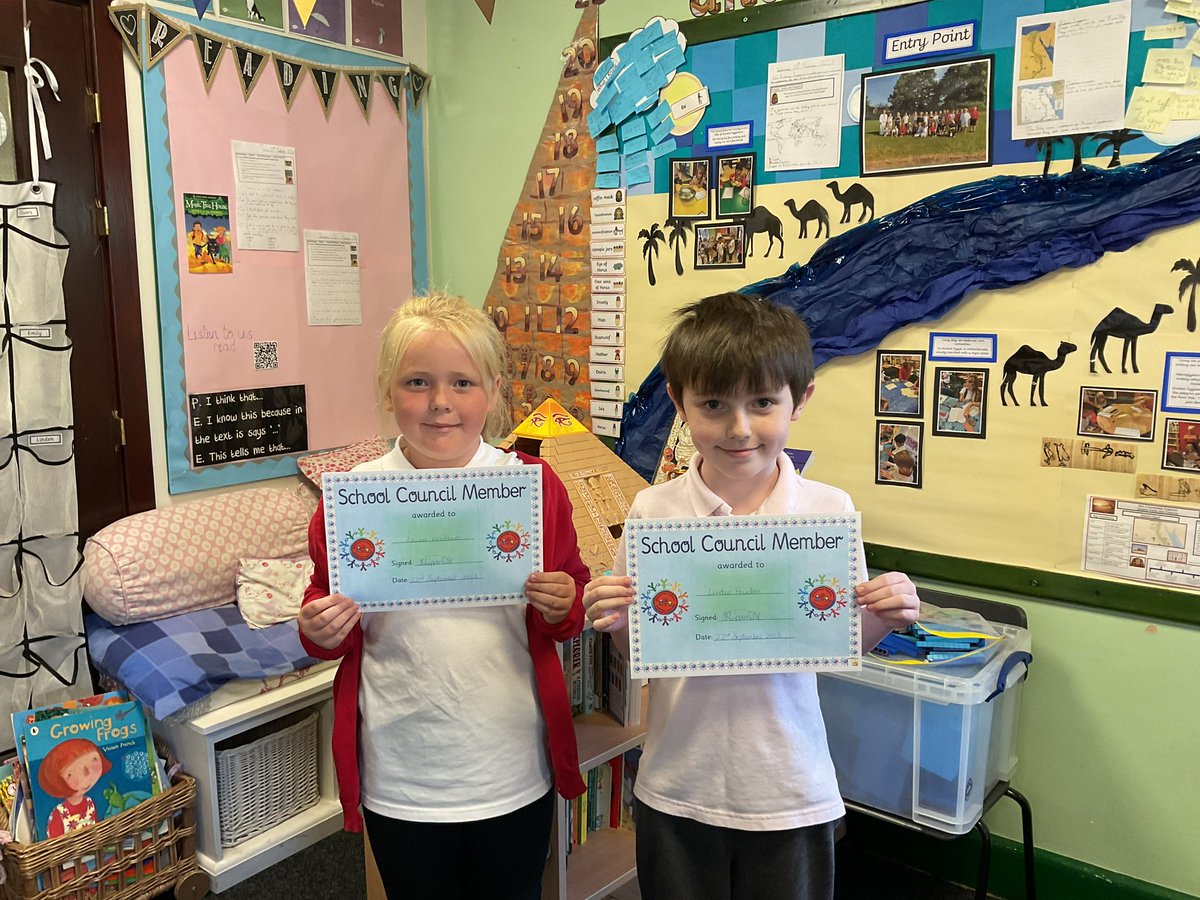Congratulations to the new school councillors in 4C. I’m sure you’ll both do an amazing job