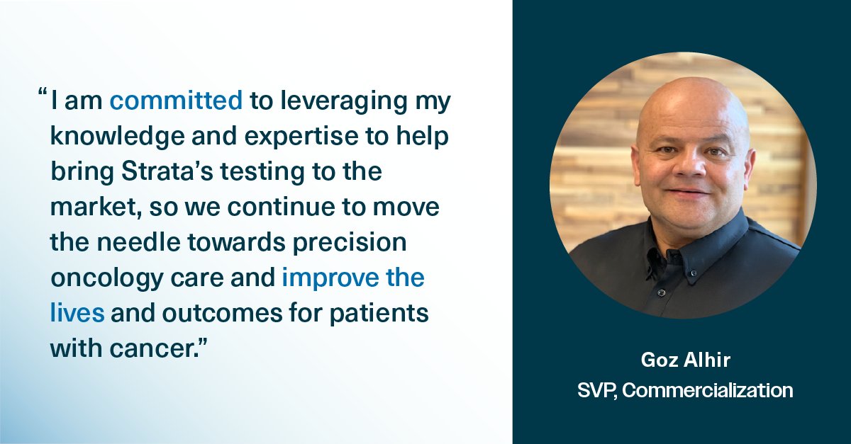We’re thrilled to announce that Goz Alhir has joined Strata Oncology as SVP, Commercialization. He brings a wealth of experience and an unrelenting dedication to improving patients' lives to the team. 
Read more:bit.ly/3M0d4DB
