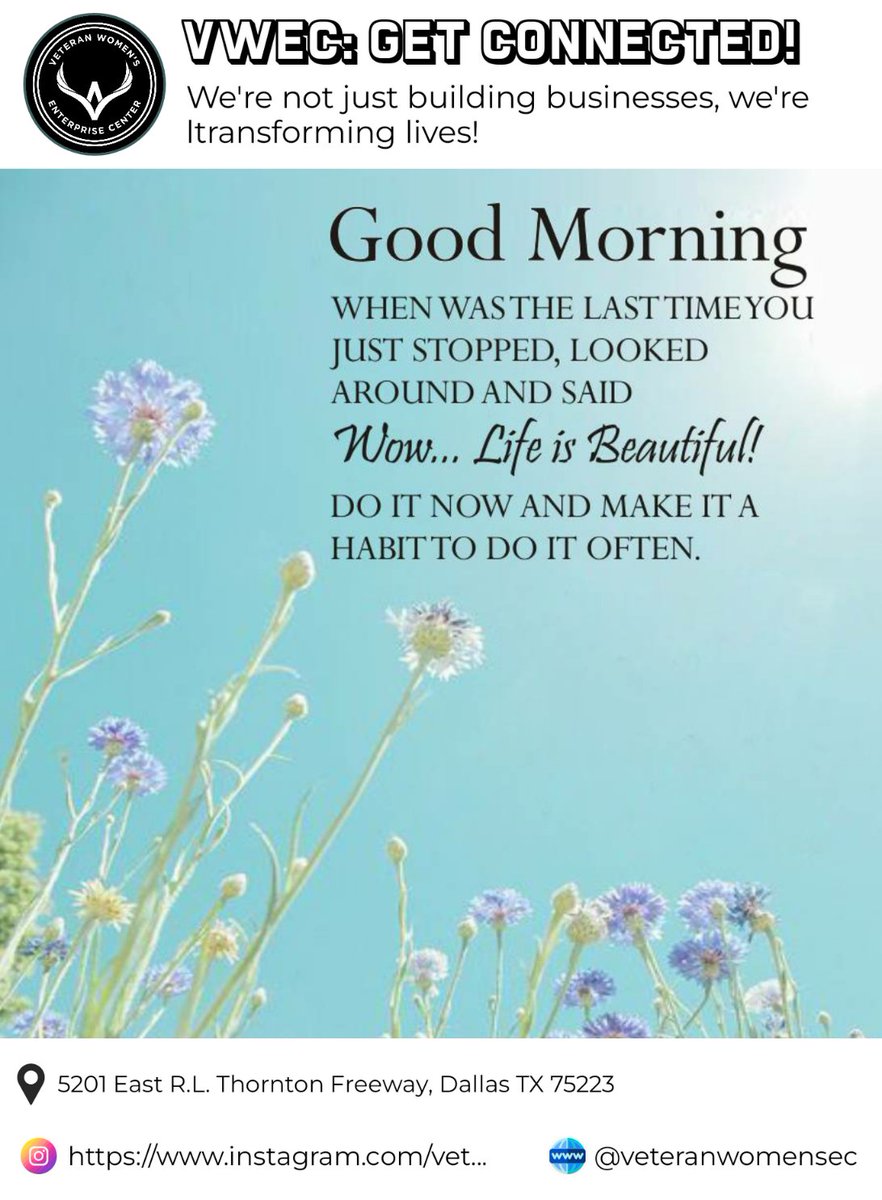 Make it an incredibly good day!

#WomenHelpingWomen
#veteranwomenentrepreneurs #veteranwomenbusinessowners #femaleveteranentrepreneurs
#managing #business #leaders #bosslady #womeninbusiness
#womenveteransrock
#womenvetsconnect
#uswomenveterans
#womeninbiz