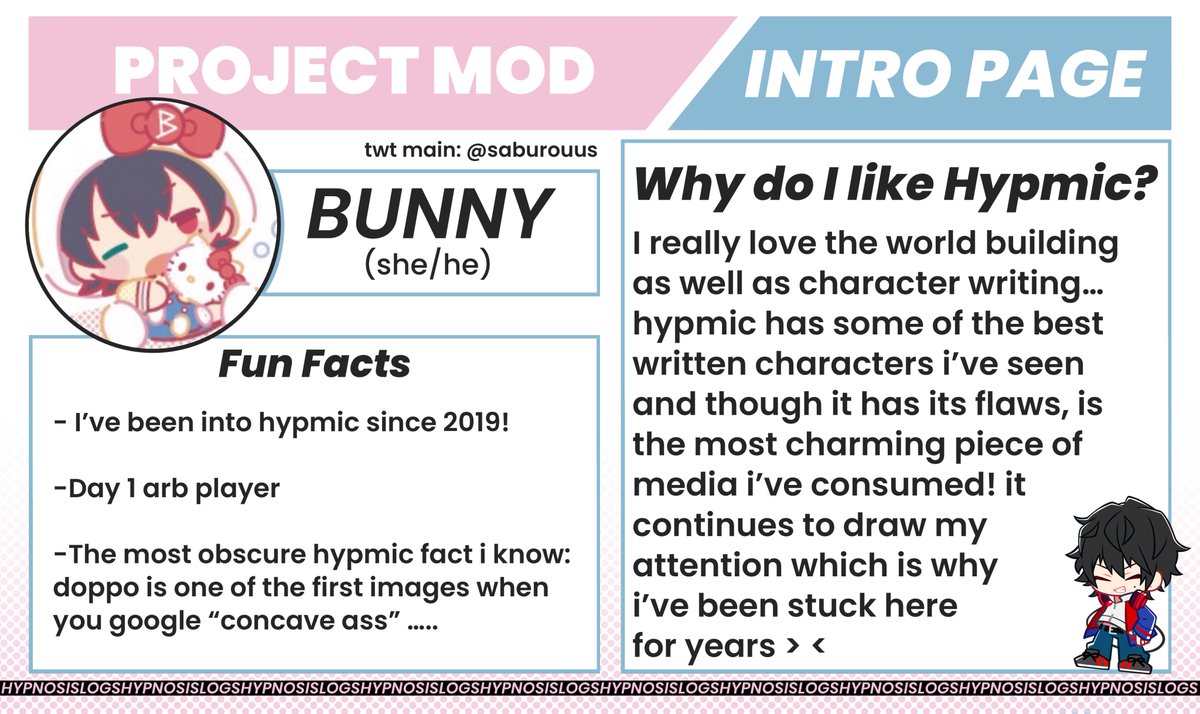 hypnosislogs's tweet photo. Hello! Please welcome the hypnosis logs mod team! We're excited to work with you all! (admin card below) https://t.co/46uAGgRsty