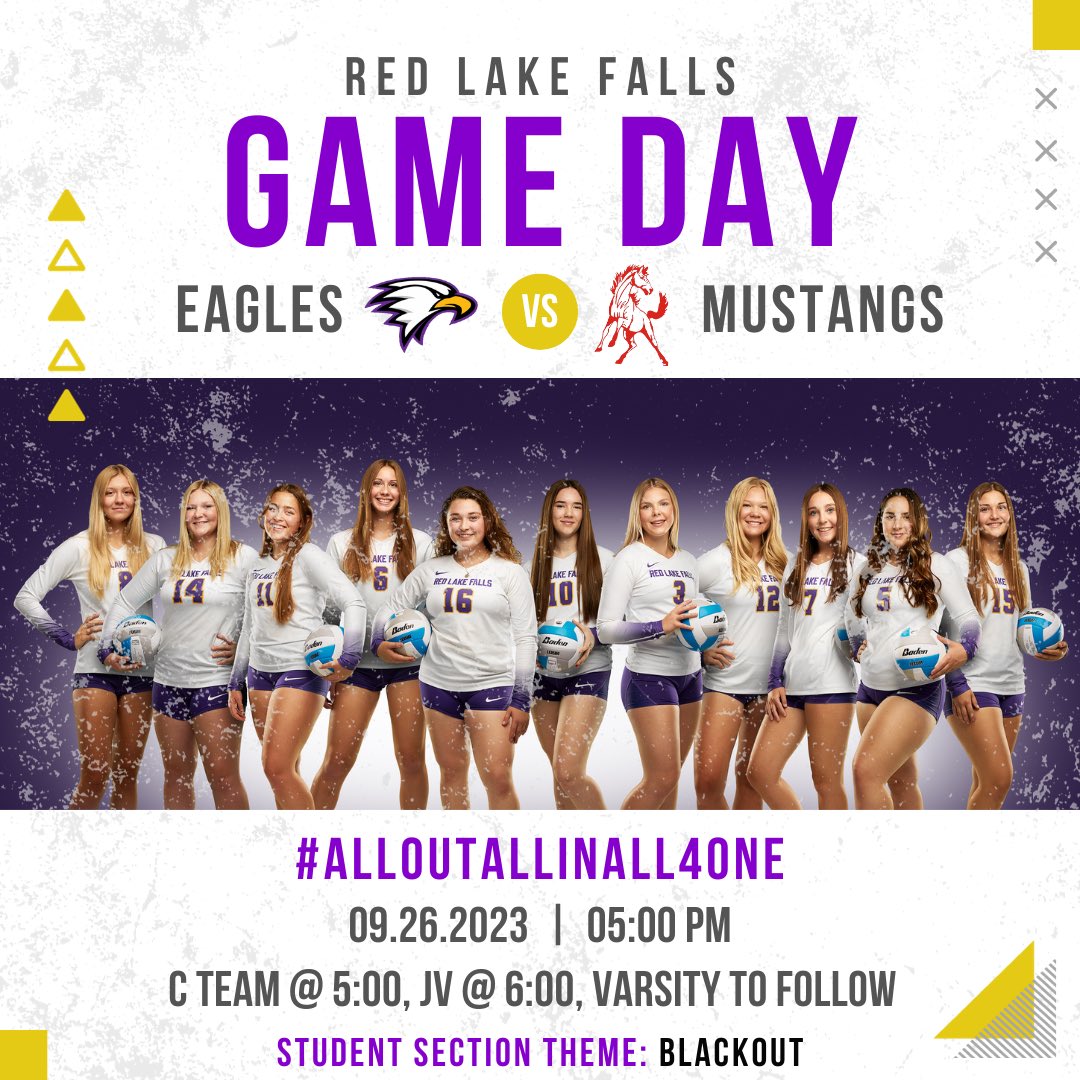 theartof5th's tweet photo. Another Eagles game day! Hoping for a 3 game sweep against the RLCC Mustangs! Student section theme: Blackout ⚫️

@RLF_KINDERandVB @EagleRebel_630 https://t.co/4MQMQHrJEm