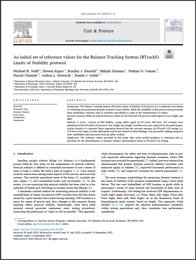 Daniel J. Goble, PhD (@docgoble) on Twitter photo Free access to our new <a href="/BalanceTracking/">BTrackS</a> LOS norms tables published in Gait and Posture Journal:
authors.elsevier.com/a/1hpg43RoQ8ioā¦
<a href="/ISPGR/">ISPGR</a> <a href="/OaklandResearch/">Oakland University Research Office</a> <a href="/OaklanduSHS/">OU School of Health Sciences</a> <a href="/MichaelNolff/">Michael Nolff</a> <a href="/shweta_kapur_l/">Shweta</a> <a href="/NateConner15/">Nate Conner</a> <a href="/H_Chander/">Harish Chander</a> @mihalisdoumas <a href="/B_J_Kendall/">Bradley Kendall, PhD, CSCS</a> Free access to our new <a href="/BalanceTracking/">BTrackS</a> LOS norms tables published in Gait and Posture Journal:
authors.elsevier.com/a/1hpg43RoQ8ioā¦
<a href="/ISPGR/">ISPGR</a> <a href="/OaklandResearch/">Oakland University Research Office</a> <a href="/OaklanduSHS/">OU School of Health Sciences</a> <a href="/MichaelNolff/">Michael Nolff</a> <a href="/shweta_kapur_l/">Shweta</a> <a href="/NateConner15/">Nate Conner</a> <a href="/H_Chander/">Harish Chander</a> @mihalisdoumas <a href="/B_J_Kendall/">Bradley Kendall, PhD, CSCS</a>