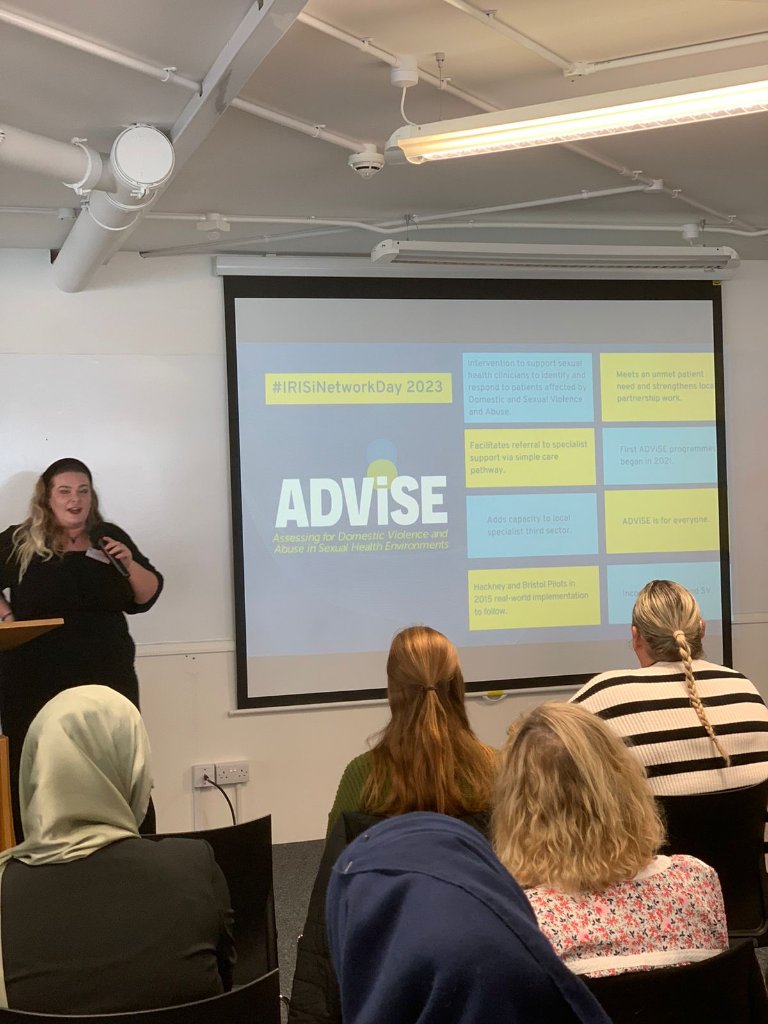 irisintervent's tweet photo. During the #IRISiNetworkDay event, Charlotte Chappell, ADViSE Lead &amp; Senior Regional Manager, provided an insightful update and shared the most current figures on ADViSE, the IRISi initiative dedicated to addressing #DomesticAbuse and #SexualViolence within sexual health clinics. https://t.co/p5srKyBMBn