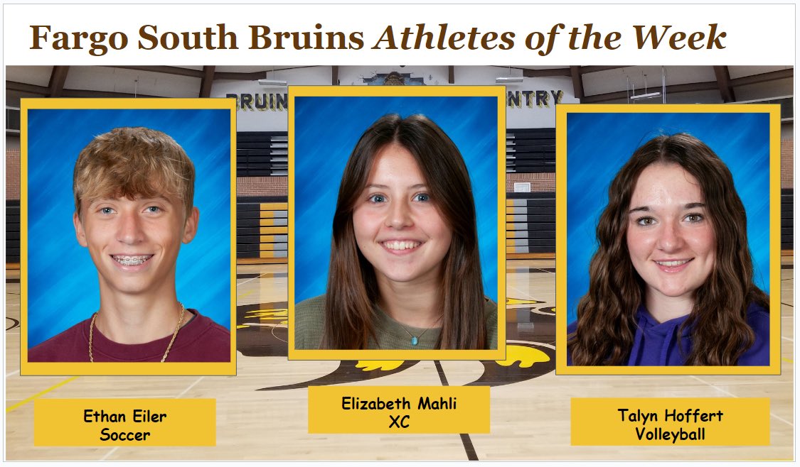 fshactivities's tweet photo. Congratulations Ethan, Elizabeth, and Talyn on being named Bruin Athletes of the Week! Great job on the fields, courses, and courts last week! Go Bruins! https://t.co/FABwMk47Xa