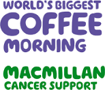 Our annual MacMillan Coffee Morning is on Friday 29th September from 9.30am-12.30 pm.
RAFFLE PRIZES would be very much appreciated. Please hand in to reception.
HOME BAKING DONATIONS would be much appreciated!
Please come down and  bring along family and friends too!