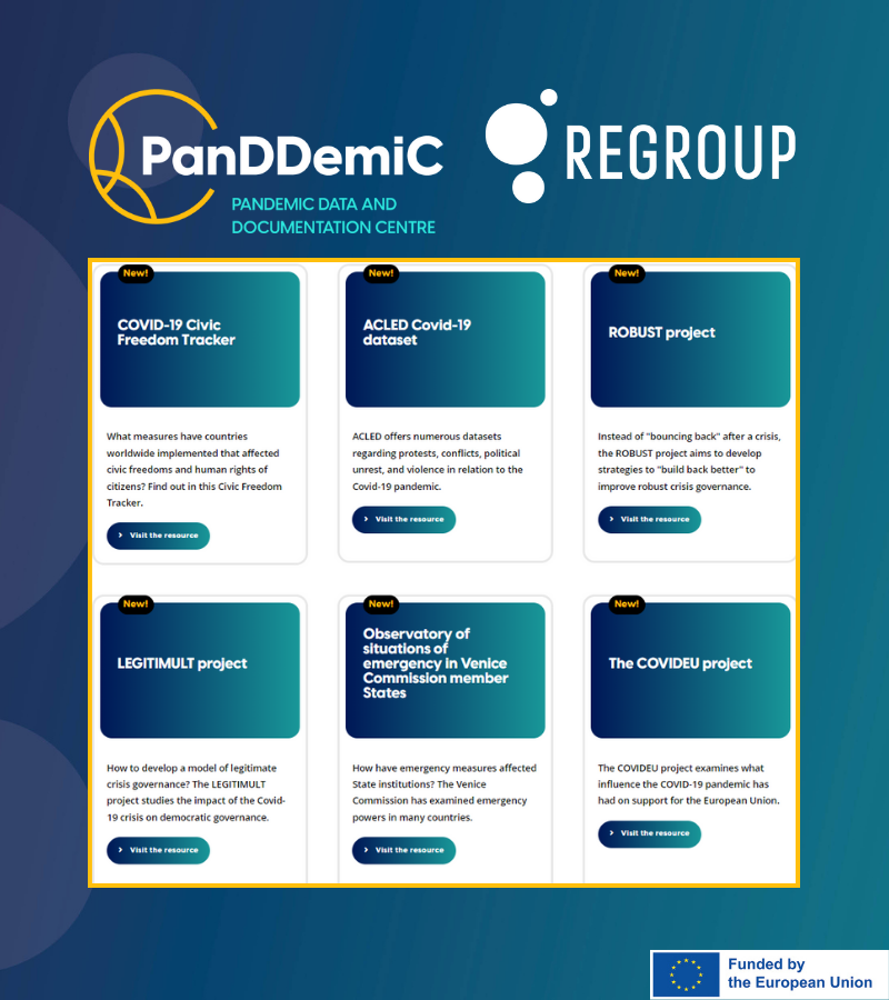 The #PanDDemiC portal is updated with new resources! 📢

Several projects, like our sister @HorizonEU projects @legitimult and @ROBUST_EU are added and useful datasets to learn more about human rights, conflict and policies related to #covid.

Explore now: panddemic.regroup-horizon.eu