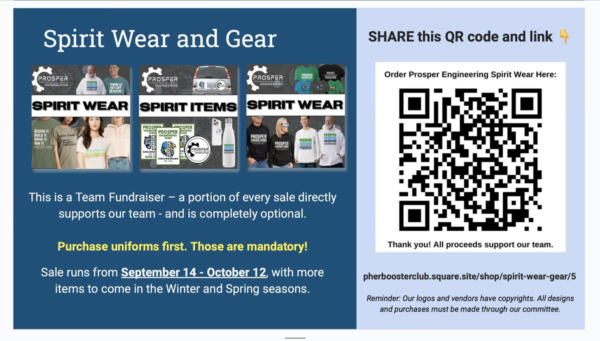 ProsperEngTeam's tweet photo. Order your STEM and engineering gear! Pickup will be at Walnut Grove HS. Wonderful selection! @ProsperISD @prosperCTE @prosperCTE @FIRSTinTexas @ProsperHS @RockHillHS @WalnutGroveHS https://t.co/faLi8SOxU8