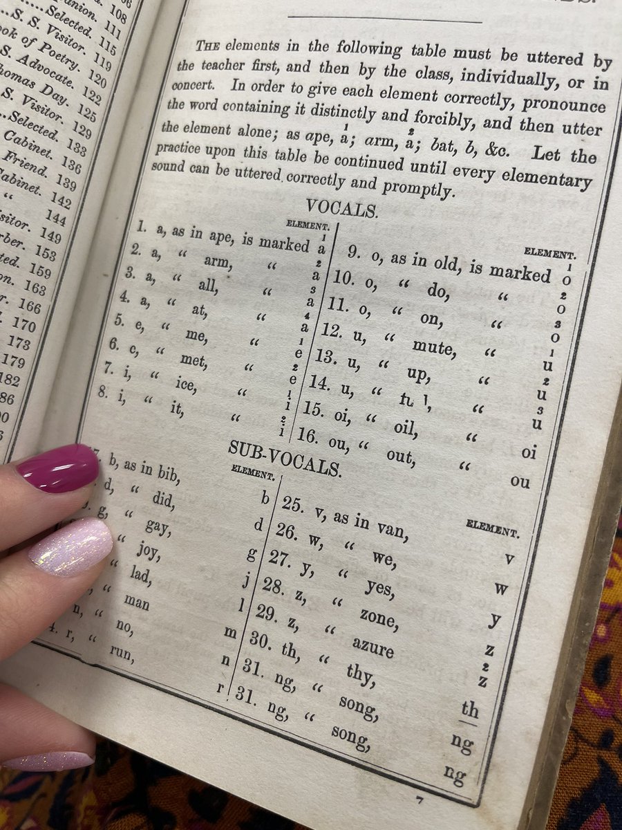 “The first thing claiming your attention in each lesson, is the exercise in articulation, which must not be omitted or neglected, if you wish to make pleasant and intelligible readers.” -Lucius Osgood 
Dated 1855
