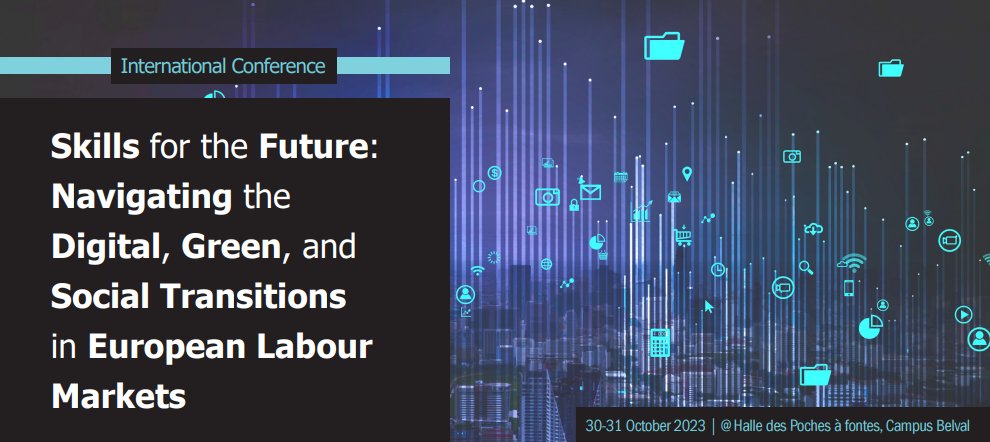 LISER (@liserinlux) on Twitter photo 📣 Register for <a href="/LISER_LM/">LISER's Labour Market department</a>'s Intl Conference: Skills for the Future: Navigating the #Digital, #Green & #SocialTransitions in European Labour Markets
🗓️Oct. 30-31 in Belval 🇱🇺
🗣️Keynote speakers include <a href="/NicolasSchmitEU/">Nicolas SCHMIT</a> & <a href="/davidhem/">David Hémous</a>
🔗Details & Programme: liser.lu/?type=news&id=… 📣 Register for <a href="/LISER_LM/">LISER's Labour Market department</a>'s Intl Conference: Skills for the Future: Navigating the #Digital, #Green & #SocialTransitions in European Labour Markets
🗓️Oct. 30-31 in Belval 🇱🇺
🗣️Keynote speakers include <a href="/NicolasSchmitEU/">Nicolas SCHMIT</a> & <a href="/davidhem/">David Hémous</a>
🔗Details & Programme: liser.lu/?type=news&id=…