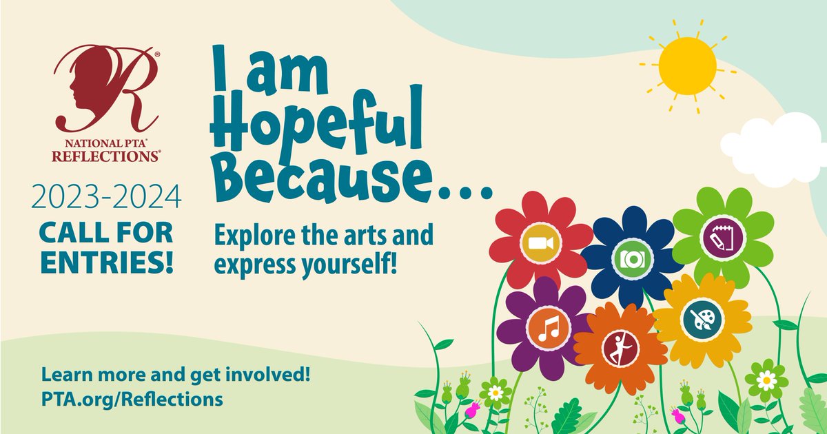 Entries are open for WICPTSA's 2023-24 Reflections creative arts contest! Submissions in visual arts, photography, and literature on this year's theme, "I am Hopeful Because..." will be accepted through November 1, 2023. For entry forms and rules, visit wicptsa.org/reflections.