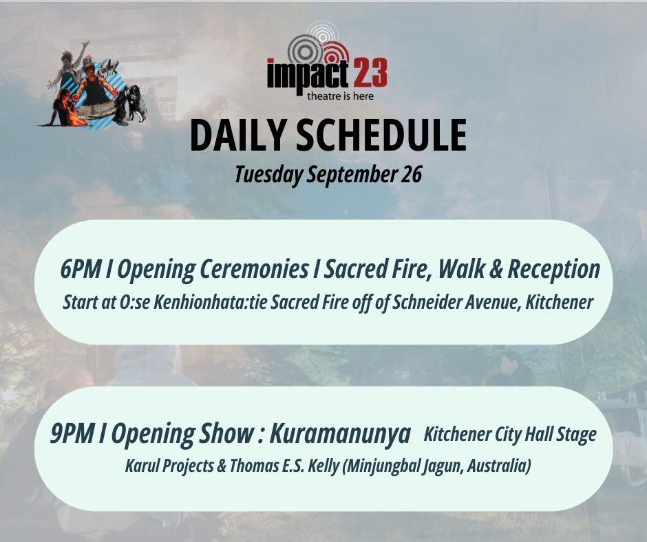 Join us TONIGHT as we kick off our eighth biennial theatre festival! 🥳
Opening Ceremonies start at 6PM
<a href="/PamMTSpace/">Pam Patel</a> <a href="/CityKitchener/">City of Kitchener</a> <a href="/DTKitchener/">Downtown Kitchener</a> <a href="/ExploreWR/">Explore Waterloo Region</a>