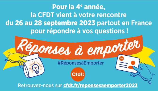 CFDTLydieNicol's tweet photo. Lancement aujourd'hui de #ReponsesaEmporter. 420 points de RDV @cfdt dans toute la France pour répondre aux travailleurs et aux travailleuses : salaires, conditions de travail, pénibilité, logement... Venez échanger et adhérer à un syndicalisme utile et de proximité ! https://t.co/LaVHguQfWL