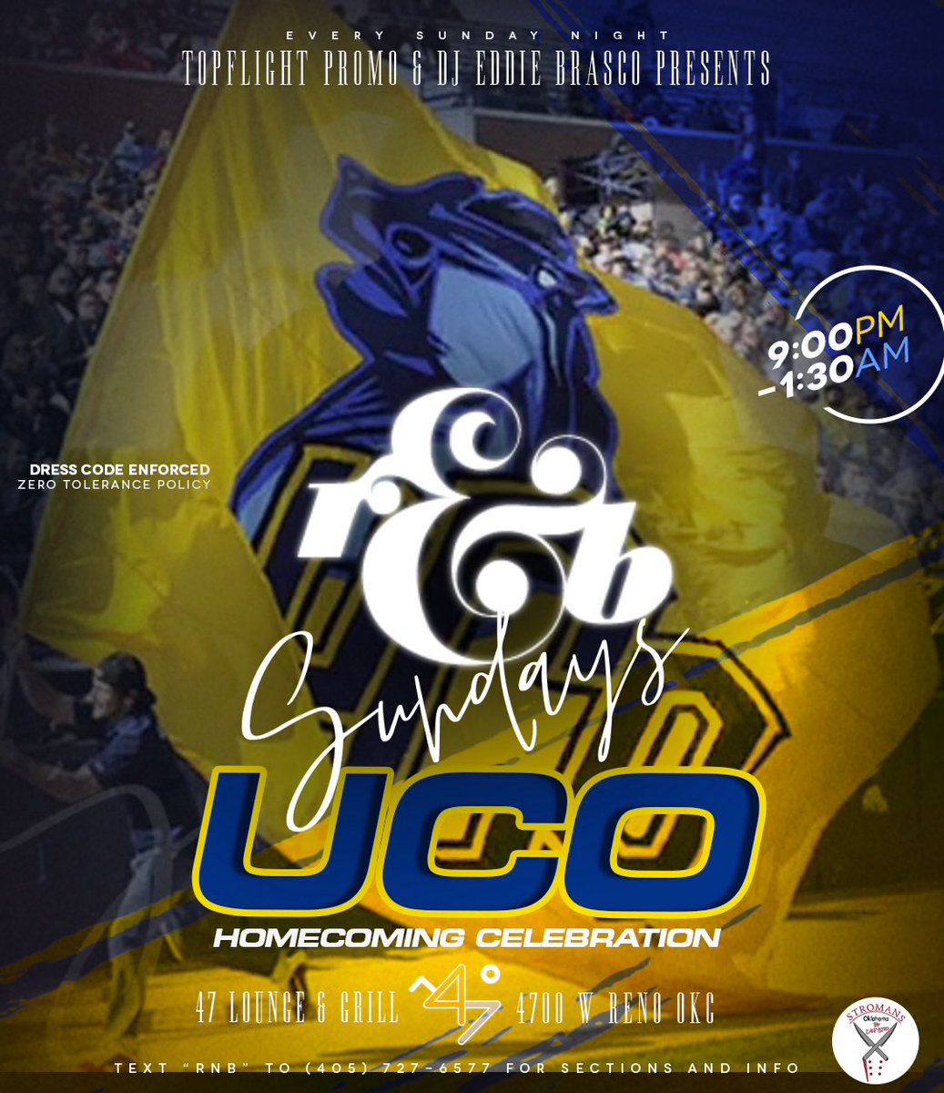 PolishedPromo's tweet photo. #UCOHomecoming23 🐎🐎🐎🐎

You don’t say? 😎👀

Well we got the Grand Finale covered.

#RnBSundays at 47 Lounge &amp; Grill 
9pm to 1:30am

For sections text #RnBSundays to 302-391-0691. 

#HomecomingSZN 

@PartyNextToMc @iamdjlyfe https://t.co/HUBOc4ufGW