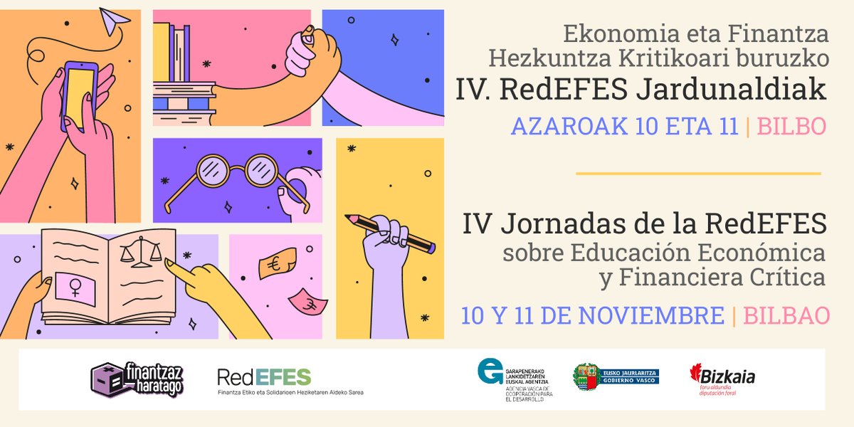 Si te dedicas a la educación económica y financiera crítica, o si eres profesor(a) de economía/finanzas/emprendimiento y tienes interés en empezar a aplicarla, vente a las #IVJornadasRedEFES.

Inscripción gratuita: redefes.org/jornadas-2023/

📅 10 y 11 de noviembre en #Bilbao.