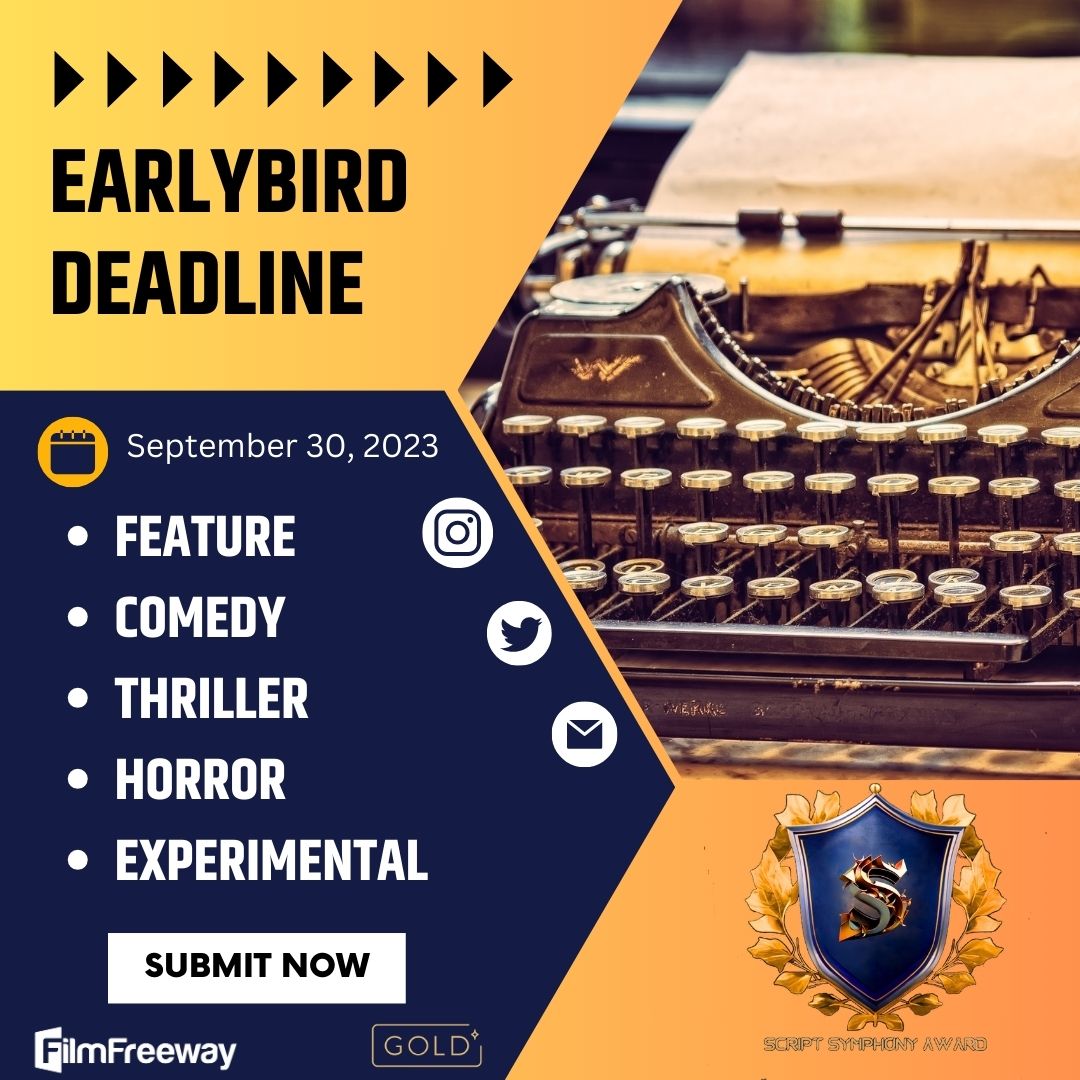 ScriptSaward's tweet image. Attention screenwriters: Set your creativity free and be part of our script competition!
Apply Discount Code: SYMS02
Link: filmfreeway.com/ScriptSymphony…
#script #screenplay #scriptcompetition #screenwritingcontest