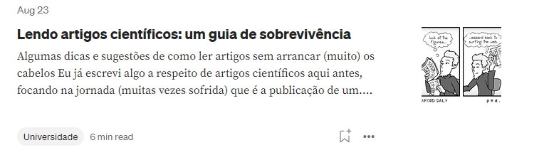 marcosvcvital's tweet photo. Galerinha da graduação que sofre lendo artigos científicos, escrevi aqui um textinho pra vocês. :)

Foi escrito e pensado pro pessoal da Biologia, mas meu chute é que sirva bem pra outras áreas também.

https://t.co/L8AFh2gDul https://t.co/tUMEeKX6Ow