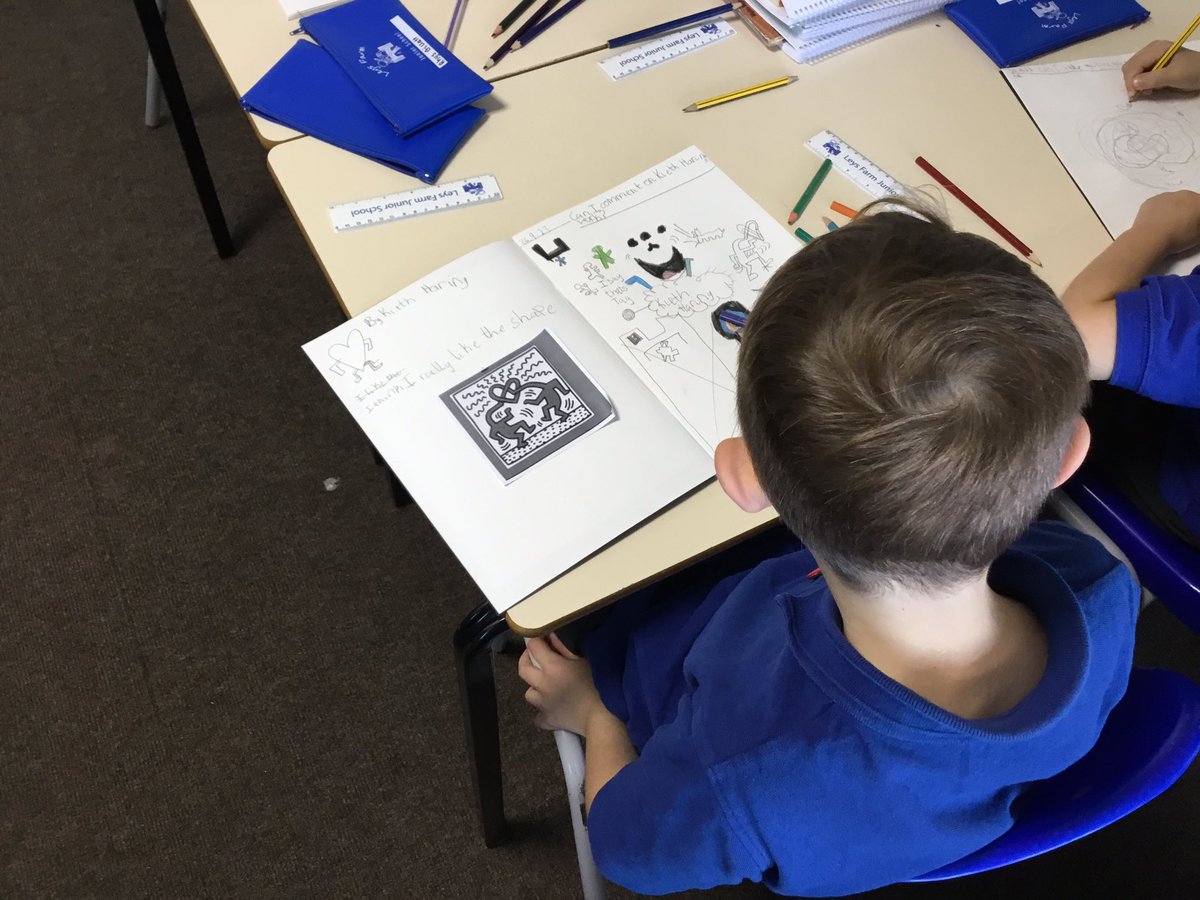 LeysFarm's tweet photo. Year 3 have enjoyed finding out about their featured artist - Keith Haring. Some lovely designs beginning to take shape and children are able to describe what they like. #LFJSArt https://t.co/EPOe0QVNZP