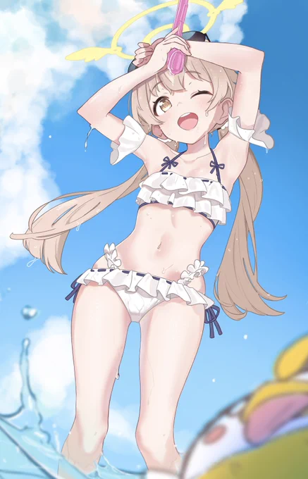 一昨年描いた水着ヒフミ#過去に伸びた1枚を載せてまた伸びるのかチャレンジ 