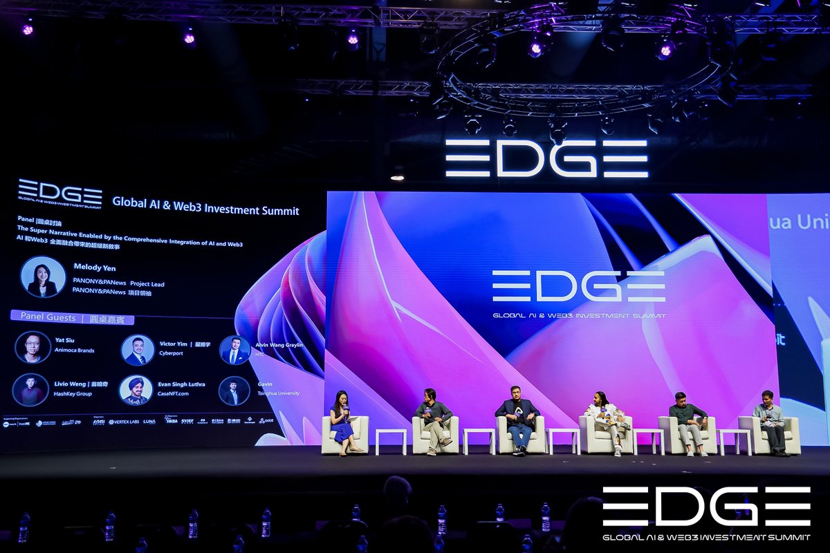 PANONYGroup's tweet photo. PANONY's Project Lead, @YYENomad, spearheaded discussions at @EDGE_Summit, diving into "Super Narrative: AI + Web3" with @ysiu of @animocabrands, @0xLivio of @HashKeyGroup, Gavin of @Tsinghua_Uni, @AGraylin of @htc, and @EvanLuthra of https://t.co/cDkBCkFA3m.

Share your insights on the integration of AI and Web3 with us!🚀